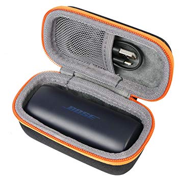 co2crea Hard Travel Case for Bose SoundSport Free Truly Wireless Sport Headphones (Black Case   Oranger Zipper)