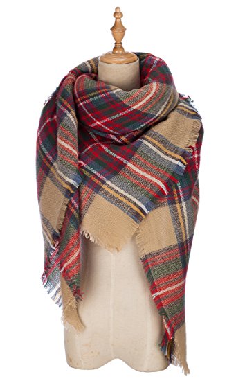 VIISHOW Winter All-match Warm Plaid Blanket Best Gift Scarf Oversized Shawl Cape