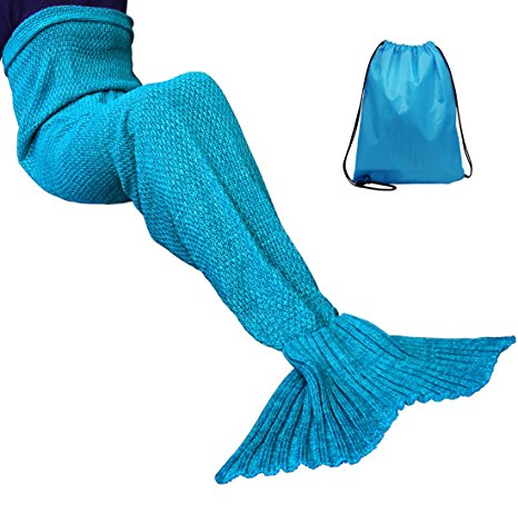 Mermaid Tail Blanket Knitted Fabric Sleeping Bag for Adult 71”35” by Blisstime
