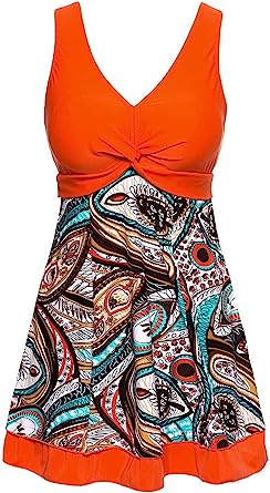 MiYang Women's Plus Size One Piece Swim Dress Floral Printed Swimsuits Tummy Control Bathing Suit with Skirt