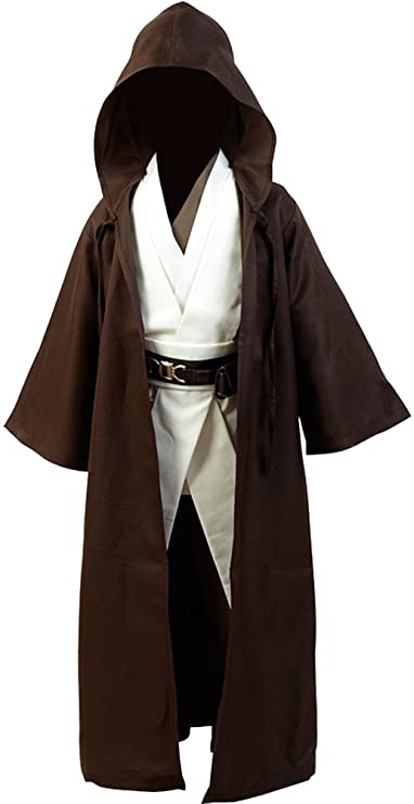 CosplaySky Kids Outfit for Jedi Costume Tunic Hooded Robe Brown Version