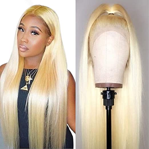 Peruvian 613 Blonde Lace Front Wig Straight Honey Blonde Human Hair Wigs for Women Pre Plucked with Baby Hair 150% Density 13x4 Blonde Wig Queen Plus Hair (20inch, 13x4 Lace Wig)