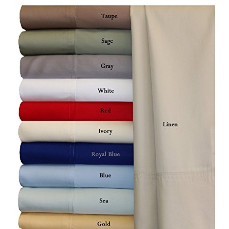 100% Bamboo Bed Sheet Set - Top Split King, Solid Blue - Super Soft & Cool, Bamboo Viscose, 4PC Sheets