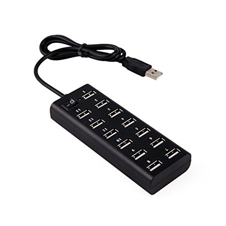 HDE 13 Port USB 2.0 Hub with Control Switch (Black)