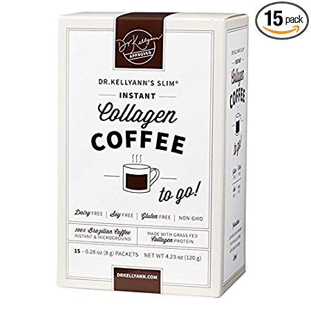 Keto Coffee Packets to Go - Instant Brazilian Collagen Coffee by Bone Broth Expert Dr. Kellyann - 100% Grass-Fed Collagen Powder - Perfect for Keto, Paleo & Weight Loss Diets (15 Servings, 1 Box)