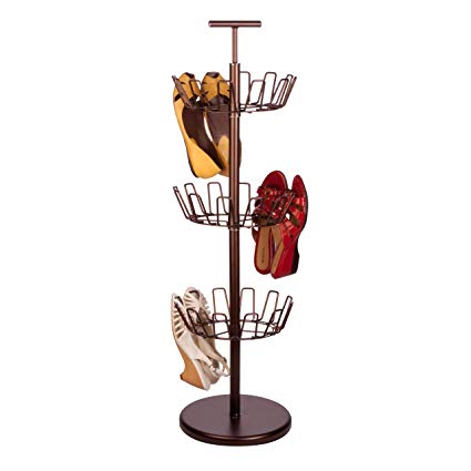 Honey-Can-Do SHO-02220 3-Tier Tree Shoe Rack with Spinning Handle, Bronze