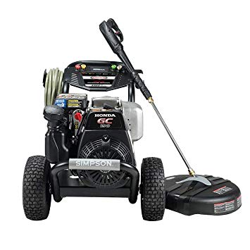 SIMPSON Cleaning MS61033-S 3300 PSI at 2.4 GPM Honda GC190 with OEM Technologies Axial Cam Pump Cold Water Premium Residential Gas Pressure Washer and Surface Scrubber