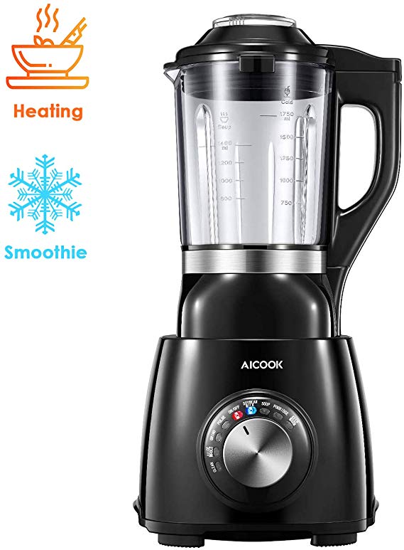 AICOOK Blender, Cold & Hot Cook Hot Soups, Sauces and Dips Professoinal Blender with 1400 Peak Watts to Crush Frozen Drinks & Smoothies Nonstick Glass Pitcher (HB152), 60 oz