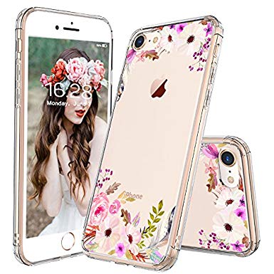 iPhone 7 Case, iPhone 8 Case, MOSNOVO Colorful Floral Printed Flower Pattern Clear Design Transparent Hard Slim Case with TPU Bumper Protective Case Cover for iPhone 7 (2016)/iPhone 8 (2017)