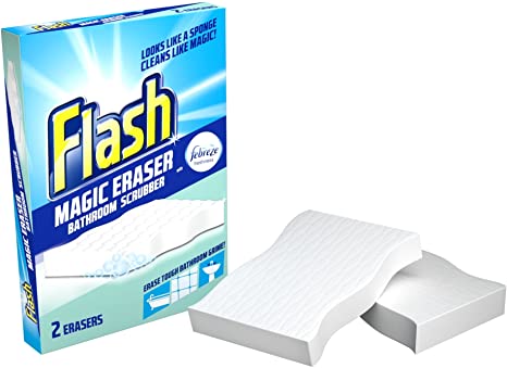 Flash Magic Eraser Bathroom Scrubber, 2 Erasers