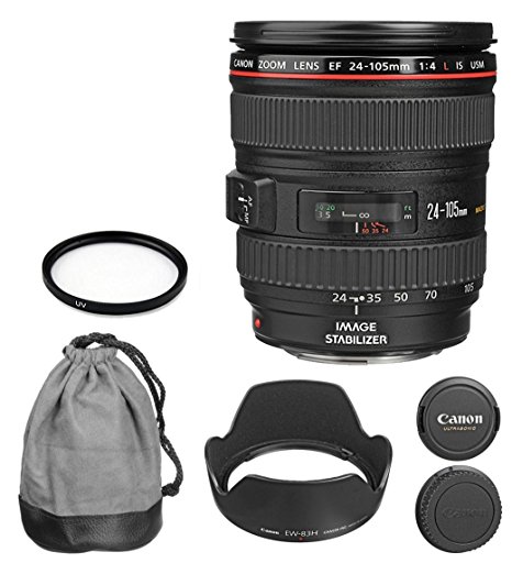 Canon EF 24-105mm f/4L IS USM Zoom Lens (White Box) for Canon EOS 7D, 60D, EOS Rebel SL1, T1i, T2i, T3, T3i, T4i, T5i, XS, XSi, XT, XTi Digital SLR Cameras   With 77mm UV Filter   Accessory Kit