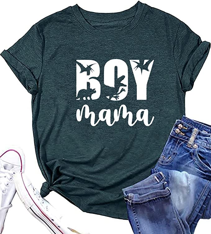 Boy Mama Shirt for Women Mama T Shirts Mom of Boys Graphic Tee Funny Short Sleeve Casual Mama Tops Tees