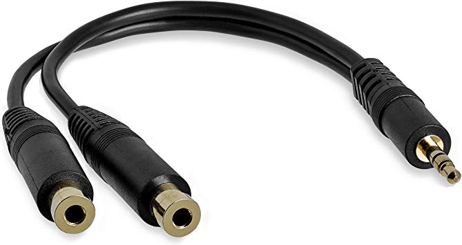 StarTech.com 6 in. 3.5mm Audio Splitter Cable - Stereo Splitter Cable - Gold Terminals - 3.5mm Male to 2x 3.5mm Female - Headphone Splitter (MUY1MFF)