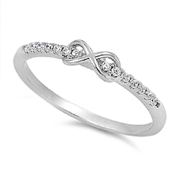 Infinity Love Cute Ring New .925 Sterling Silver CZ Band Sizes 2-13