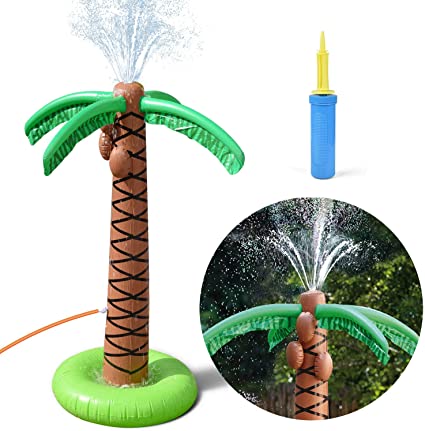 FUN LITTLE TOYS Sprinkler Water Toys for Kids, Inflatable Palm Tree Outdoor Toys, Backyard Water Games for 2-12 Year Old Boys & Girls