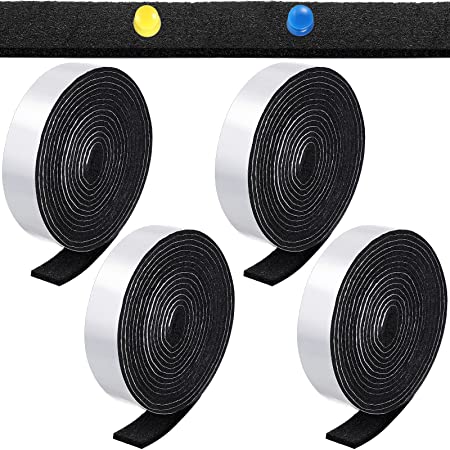 4 Rolls 120 Inch Felt Strip Adhesive Self Sticky Felt Strips Polyester Felt Strip with Adhesive Backing Protecting Furniture and Freedom DIY Adhesive (1 Inch,Black)