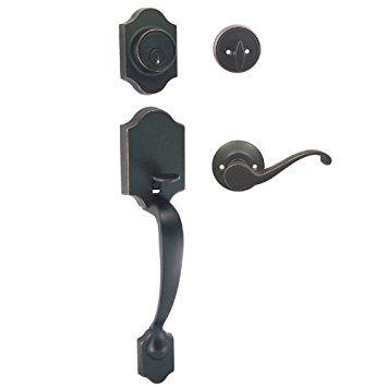 Designers Impressions Valhala Oil Rubbed Bronze Handleset with Reversible Richmond Interior (We Key Lock Orders Alike for Free)