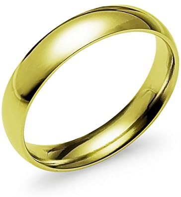 Silverline Jewelry 4mm High Polished Silver/Yellow Gold/Rose Gold/Black/Blue Tone Stainless Steel Ring for Men Women Wedding Bands Mirror Polished Comfort Fit Size 5-14