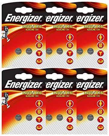 Energizer LR44 A76 1.5V Button Cell Alkaline Batteries x 12 (6x2 Packs), Original Retail Packs As Pictured