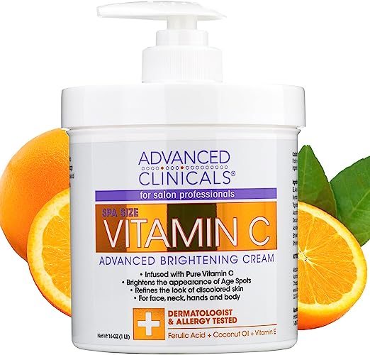 Advanced Clinicals Vitamin C 16oz Cream Advanced Brightening Cream. Anti-aging Large 16oz.