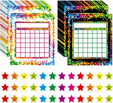66 Pack Classroom Incentive Chart in 2 Designs with 2024 Star Stickers for Classroom Teaching or Family Using