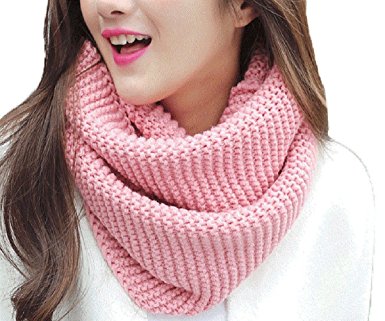 SIHE Thick Ribbed Knit Winter Infinity Scarf Men and Women Warm Loop Scarf