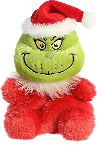 Aurora® Whimsical Dr. Seuss™ Santa Grinch Palm Pals™ Stuffed Animal - Magical Storytelling - Officially Licensed - Red 5 Inches