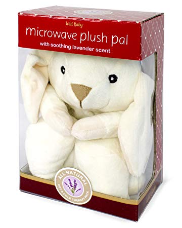 WILD BABY Microwave Plush Pal - Cozy Heatable Stuffed Animal with Lavender Scent, 10” White Snow Bunny