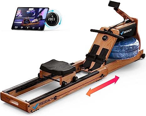 MERACH Water Magnetic Rowing Machine for Home Use, Bluetooth Rower Machine, Included Exclusive App Lifetime Membership, MERACH Go Technology, Patented Space Saver