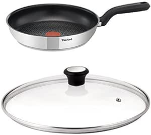 Tefal Comfort Max Stainless Steel 20 cm Non-Stick Frying Pan with 20 cm Compatible Glass Lid Bundle