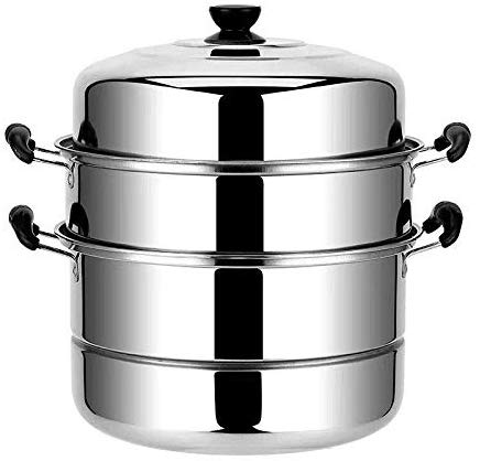 VONOTO 3 Tier 11" Stainless steel Thicken Three floors Steamer Cookware Pot Sauce pot Multi-layer Boiler (Three Floors 11")