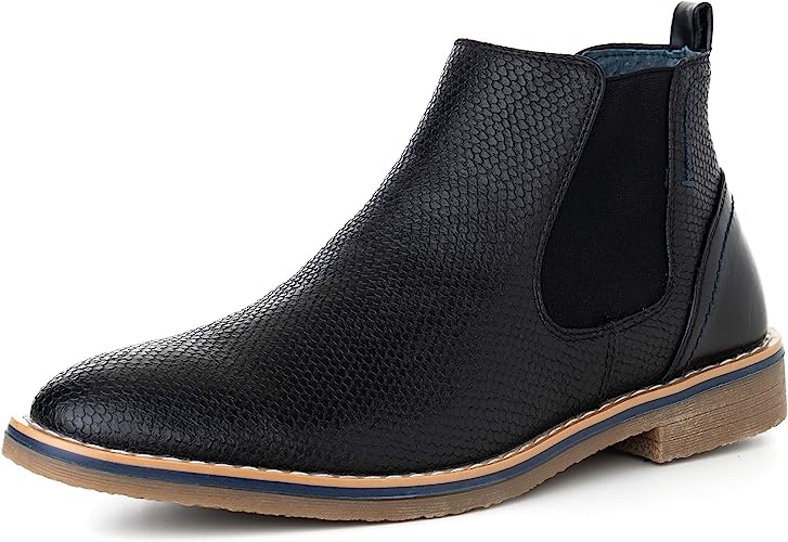 Alpine Swiss Mens Nash Chelsea Boots Snakeskin Ankle Boot Genuine Leather Lined