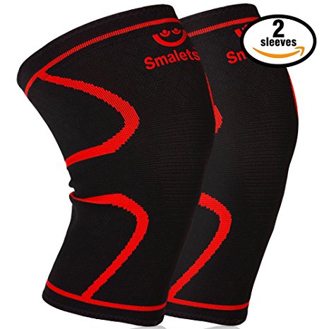 Smalets Compression Knee Support Sleeves (1 Pair) –Powerful Joint Protection for Cross Training, Weightlifting, Running & More