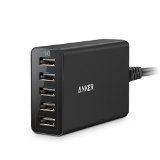 Anker PowerPort 5 40W 5-Port USB Charging Hub Multi-Port USB Charger for iPhone 6s  6  6 Plus iPad Air 2  mini 3 Galaxy S6  Edge  Plus Note 5 and More Black