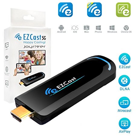 EZCast 5G TV Dongle 1080p Miracast DLNA Airplay WiFi High Speed Wireless HDMI Display Receiver Supports 5G WiFi Compatible with iOS Android Windows Device