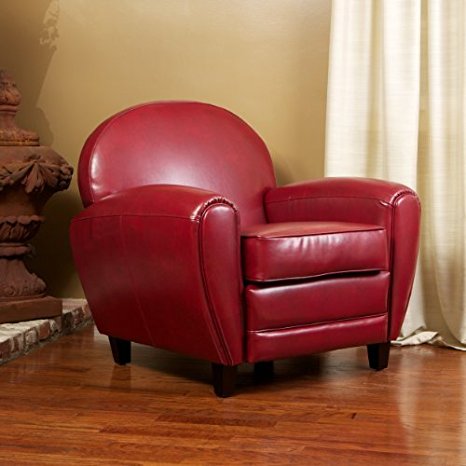 Hayley Ruby Red Leather Club Chair