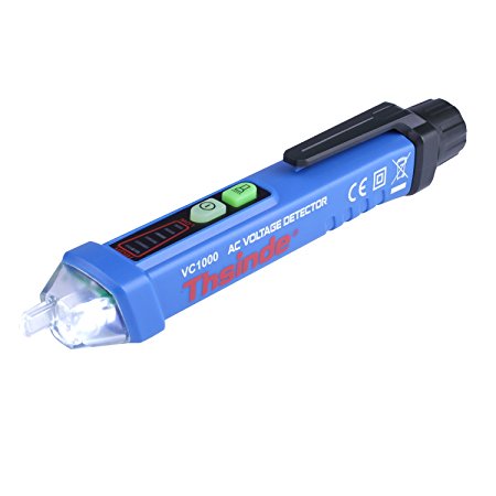 Inductive voltage tester pen, Thsinde Non Contact mini wireless dual range electricians probe voltage testers detector Pen 12-1000V AC (Blue)