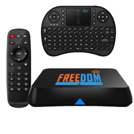 Android TV Box Set by Freedom, With Kodi 16.0 Streaming Media Player, Wireless Keyboard, M8S Quad Core, Fully Loaded, Unlocked, US Support