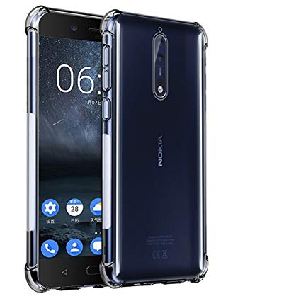Nokia 8 Case TIYA Clear Scratch Proof TPU Four Corners Thickened Explosion Protection Protective Cover Ultra Soft Gel Transparent Phone Cover on Cases