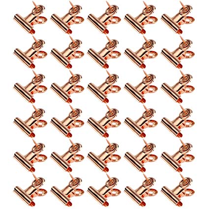 Z ZICOME 1.2" Metal Clips with Pins for Cork Boards, Bulletin Boards and Cubicle Walls for House Office School Use, Office Organizing, Hanging Home Decoration, Rose Gold, 30 Pack