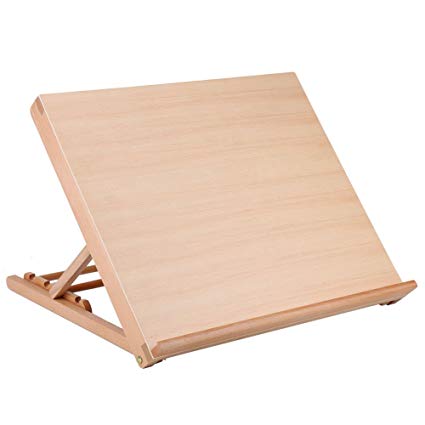 Zerone Wood Drawing Board,Multifunctional A2 Desk Adjustable Wood Artist Drawing Board for Painting & Sketching Artist Easel