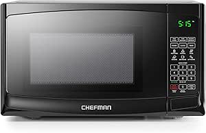 Chefman Countertop Microwave Oven 0.9 Cu. Ft. with Digital Display, 900 Watts, 6 Auto Menus, 10 Power Levels, Eco Mode, Memory Function, Mute Option, Child Safety Lock, Easy Clean