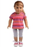 Pink Striped Short Sweater with Hat Pants Sets Fits 18 Inch American Girl Doll Clothes