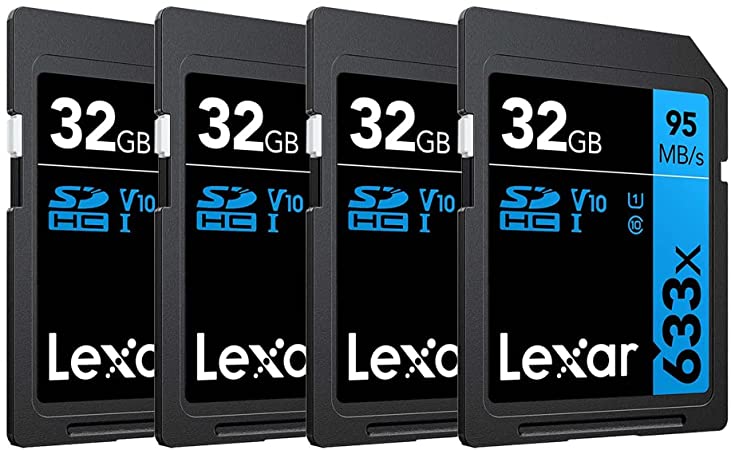 Lexar LSD32GCB1NL633 Professional 633x 32GB SDHC UHS-1 Class 10 Memory Card 4 Pack