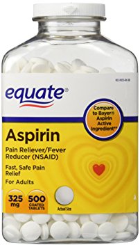 Equate - Aspirin 325 mg, Original Strength, 500 Coated Tablets, Pain Reliever (Compare to Bayer)