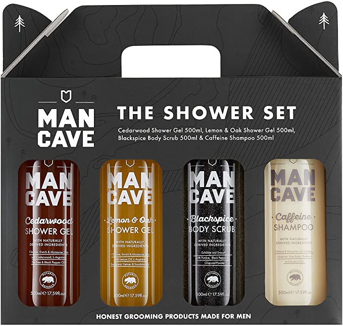 ManCave Shower Gift Set - 4 Signature Shower Products for Men - Amazon Exclusive