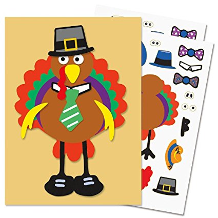 Make-A-Turkey Sticker Sheets - Set of 12