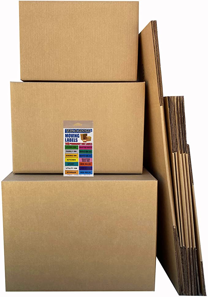 uBoxes Moving Box Combo Pack - 2 Smalls, 6 Mediums, 2 Larges, Moving Labels