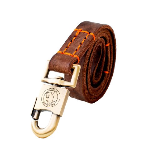 IntimaTe WM Heart Luxury Handmage Leather Personalized Dog Leash Dog Lead For Large Dogs Brown