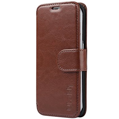 Galaxy S6 Edge Case， ULAK [Slim Flip Wallet] Premium PU Leather Wallet Case with Credit Card Slots for Samsung Galaxy S6 Edge (5.1" inch) 2015 Release Dark Brown